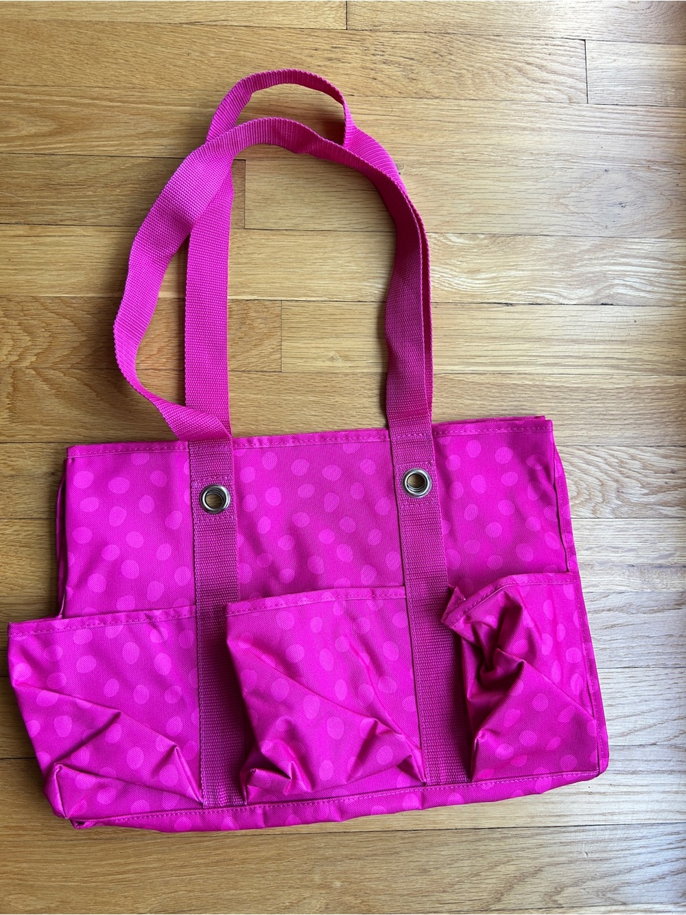 Thirty One Pink Polka Dot Multi-Pocket Tote Bag